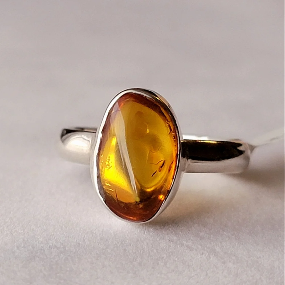 Natural Baltic Amber 925 Sterling Silver Ring NWT Genuine  Stamped Signed